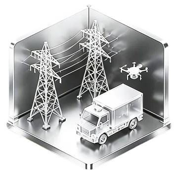 A chrome data cube depicting power-line inspection