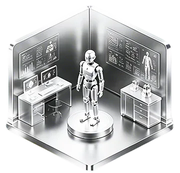 A chrome data cube depicting research training grounds